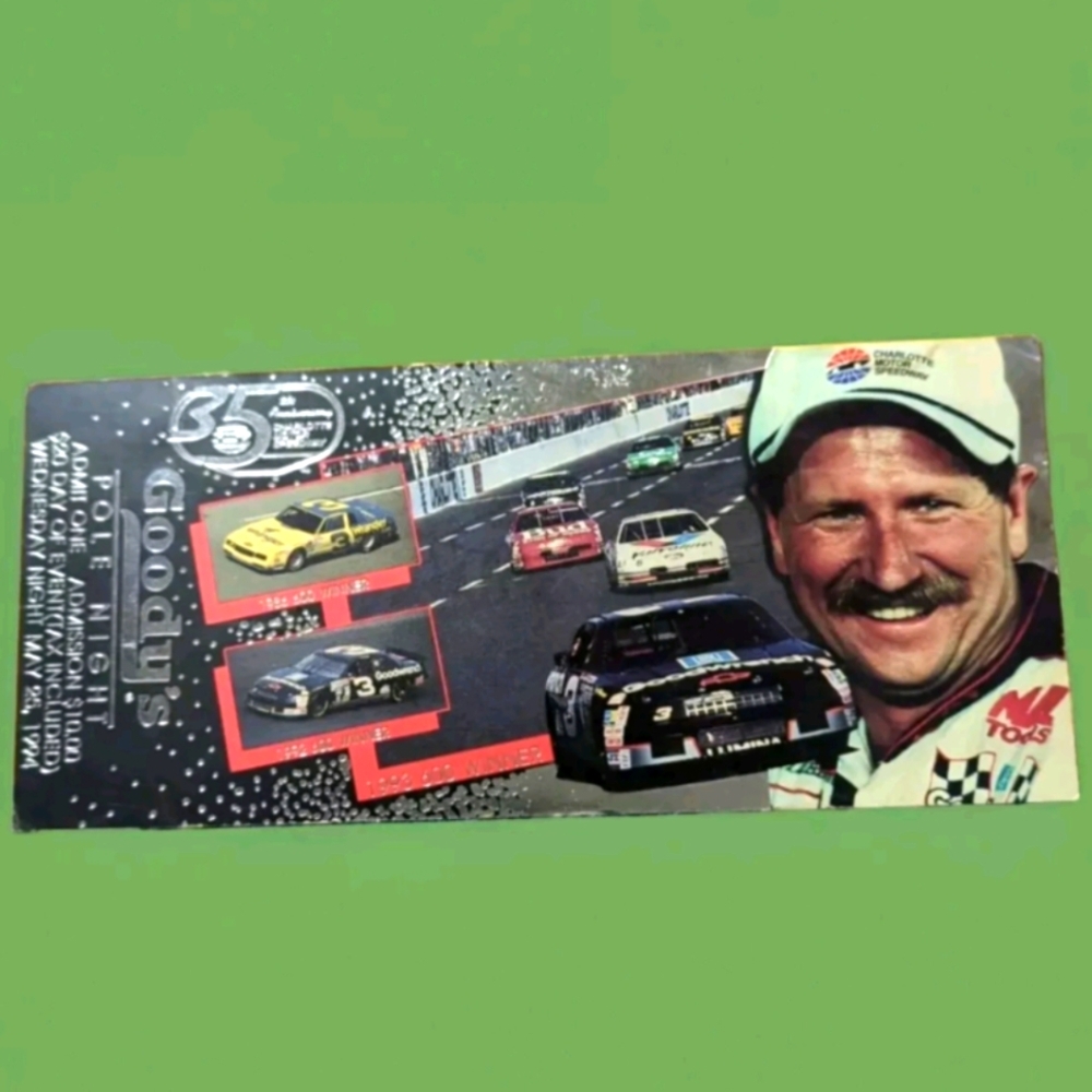 1994 Charlotte Motor Speedway Goody’s Pole Night Ticket Dale Earnhardt Vintage